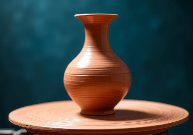 Vaso in formazione sul tornio da ceramista